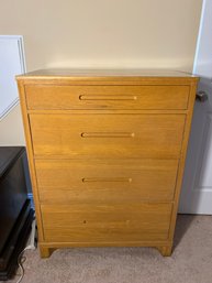 2B/ 4 Drawer MCM Bureau - Light Wood, Open Pedestal Feet