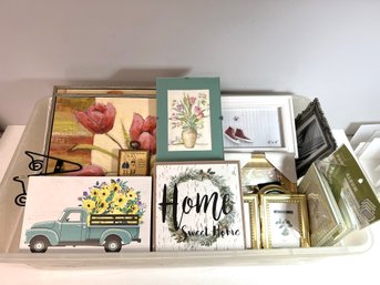 Bin Of 17 Assorted Wall Decor Art - Empty Frames, Mini Photo Albums, Large Collage Frame, Artwork