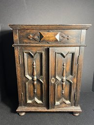 K/ Vintage Carved Wood Jewelry Chest