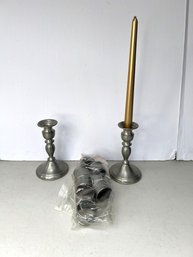 G/ 3pcs - Pewter And Likely Pewter Table Accessories - Leonard Etc