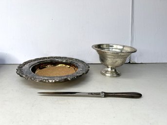 G/ 3pcs - Sterling And Silver Plate Pieces