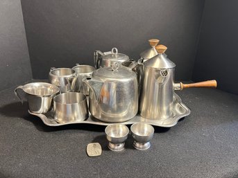 K/ 11pcs - Assorted Stainless Steel Tea & Coffee Servers: Old Hall, Swan Brand, Etc