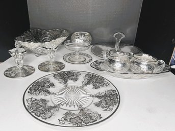 LR/ 11 Pc Gorgeous Silver Overlay Serving Pieces - Heisey Etc