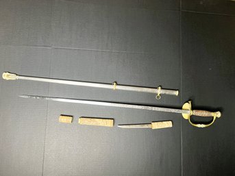 LR/ 2 Pcs - Ceremonial Sword And Scabbard & Small Katana Style Dagger In Bone Sheath