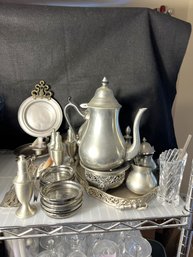 LR/ 26pcs - Exceptional Collection Of Pewter & Silver Plate: Royal Holland, Pottery Barn Etc