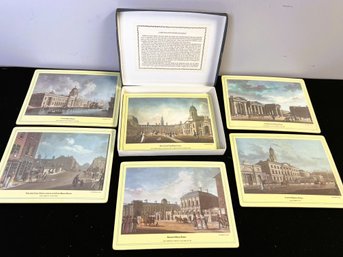 MM/ 6 James Malton Green Felt Back Table Mats - 6 Different Scenes Of Dublin Ireland