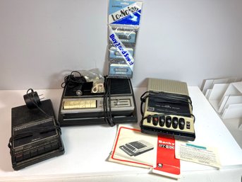 3 Cassette Recorders Players - Sankyo ST-50, Wollensak 3M 4155, Sanyo Slim1, Plus Tapes Microphone Etc