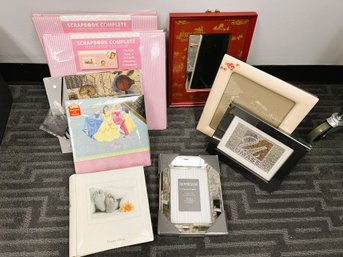 MM/10pc - Sm Red Wall Mirror, 3 Asstd Photo Frames, 3 Baby 1 France Scrap Book, 1 Disney 1 Baby Photo Album