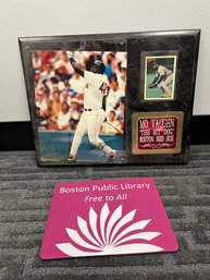 MM/ 2 Pc Boston - Red Sox Mo Vaughn 'The Hit Dog' Wall Plaque W COA & Boston Public Library Mouse Pad