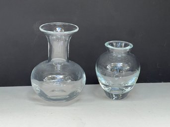 G/ 2pcs - Pretty Short Glass Vases - Simon Pearce Etc