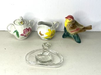 G/ 4pcs - Bird And Floral Pieces - Spode Etc