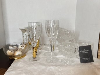 DR/ 14pcs: Waterford Crystal And Smyers Art Glass Drinkware Etc - Gorgeous!