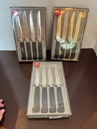 DR/ 3boxes Of Zwilling Henckels Steak Knife Sets In Original Boxes