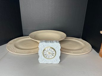 1B/ 4pcs - Mesa Bowl And 2 Platters From Hungary, Quartz Battery Operated Clock