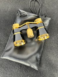 G/ Beautiful Black And Gold Colored Opera Glasses In Case By Selsi