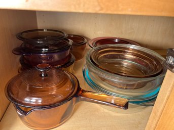 K/ 9pcs Pyrex Vintage And 'Visions' Cookware And Bowls