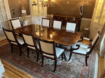 DR/ 9pcs - Stunning Mahogany Dinning Room Table & 8 Henkle-Harris Chairs 2 Captain, 6 Side