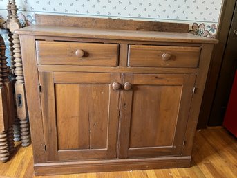 DR/ Vintage Pine Sideboard Cabinet W 2 Drawers, 2 Doors, 2 Shelves