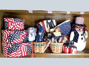 DR/ 10plus Pcs - Patriotic Lot - Small Flags, Salt And Pepper, Baskets, Nesting Boxes Etc