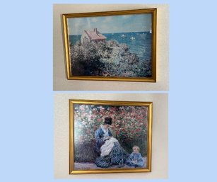 E/ 2 Gold Framed Impressionist Prints - One Signed Monet 75