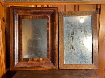 3B/ 2pcs - Vintage Dark Wood Framed Wall Mirrors