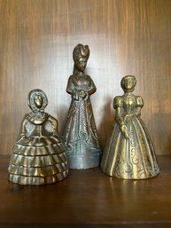 DR/ Box 3pcs - Vintage English Brass Bells - Solid Brass Figures Lot #1