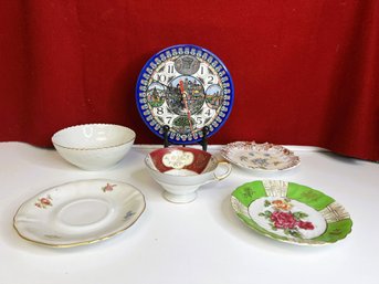 6pcs - Decorative Items: Jerusalem Clock, Saucers, Teacup, Bowl Etc