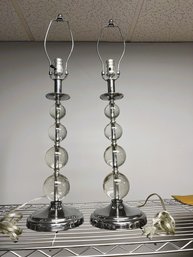 TE/ 2pcs - Pair Contemporary Chrome And Glass Balls Table Lamps