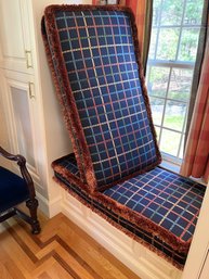 LR/ 2pcs - Lovely Plaid Fabric Fringe Trimmed Thick Window Seat Cushions