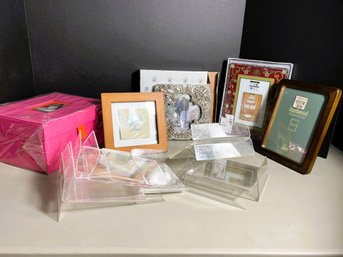 K/ Shelf - Assorted Frames: Metal, Wood, Plastic And A Pink Photo Box