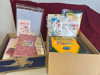 TE/ 2boxes - Excellent Assortment Of Mostly New Scrap Booking Supplies