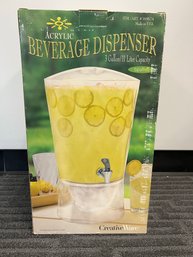 Acrylic 3 Gallon Beverage Dispenser W Ice Base Stand By CreativeWare In Original Box