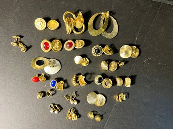 K/ Bag -  Assorted Unique Pierced And Clip On Gold Color And Stone Earrings