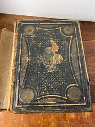 FR/ Large Antique Browns Self Interpreted Family Bible - Dedicated 1881