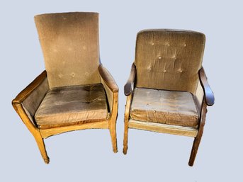 FR/ 2pcs - Parker And Knoll MCM Wood And Upholstered Arm Charis