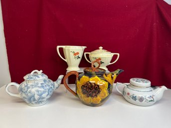 AD/ 5pcs - Teapots, Vintage Cream & Sugar Set: Samson, Sadek Etc