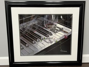 Large Black Gloss Framed Michael Goddard Artwork 'The Key To Wine' Signed & Numbered