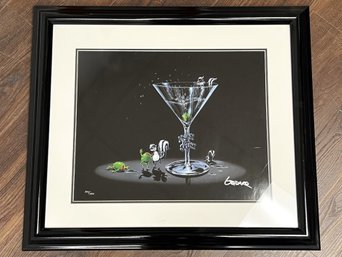 Large Black Gloss Framed Michael Goddard's Artwork 'Drunk As A Skunk' Signed & Numbered