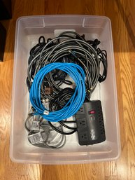 LR/ Bin - Assorted Stereo Coax Cables And Power Supplies - HDMI Etc