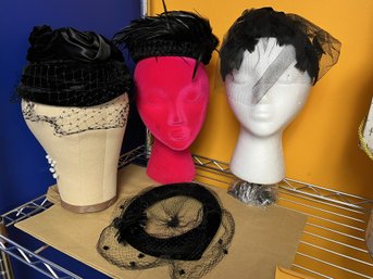 DW/ 4pcs - Black Ladies Hat And Fascinators