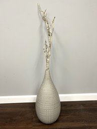Decorative Crate & Barrel 'Aviva' Silver Grey Textured Fluted 21' Floor Vase