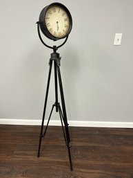 Metal Adjustable Telescoping Tripod Decorative Clock Antiqued Finish