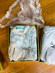 FR/ 2 Boxes - Vintage Christening Gown And 1st Communion Sets