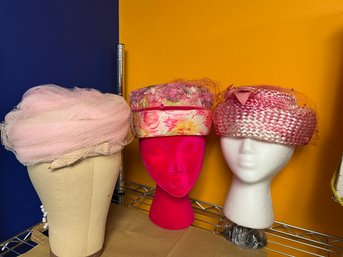DW/ 3pcs - Vintage Ladies Hats - Pink Tones