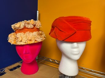 DW/ 2pcs - Ladies Vintage Hats - Orange Tones