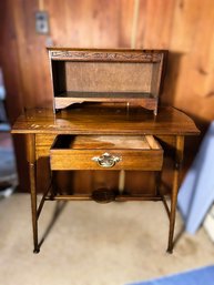 2B/ Vintage Wood Desk-Table And Small Wood Tabletop Bookcase-Shelf