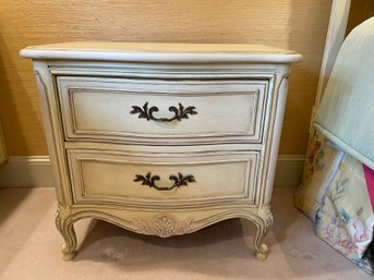 1B/ French Provincial Ivory Wood 2 Drawer Night Stand - 1 Of 2