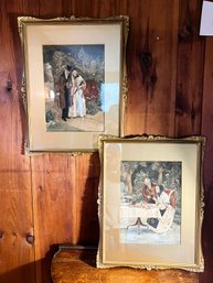 2B/ 2pcs - Ornately Framed Prints By W. Dendy Sadler - J Hillard & Sons Art Dealers England