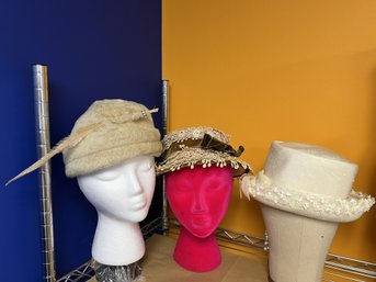 DW/ 3pcs - Vintage Ladies Hats: Union Made, Gibbe NY Etc