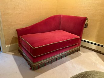 1B/ Ruby Red Velveteen Elegant Fainting Couch By Baker